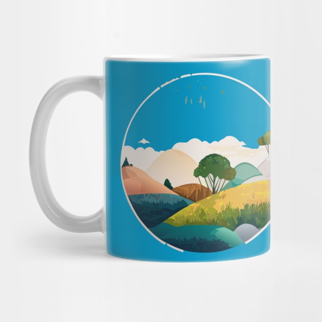 a nature-inspired t-shirt design featuring serene landscapes and wildlife. Utilize a soft color palette and intricate details to capture the beauty of the outdoors, tipseason2 by goingplaces